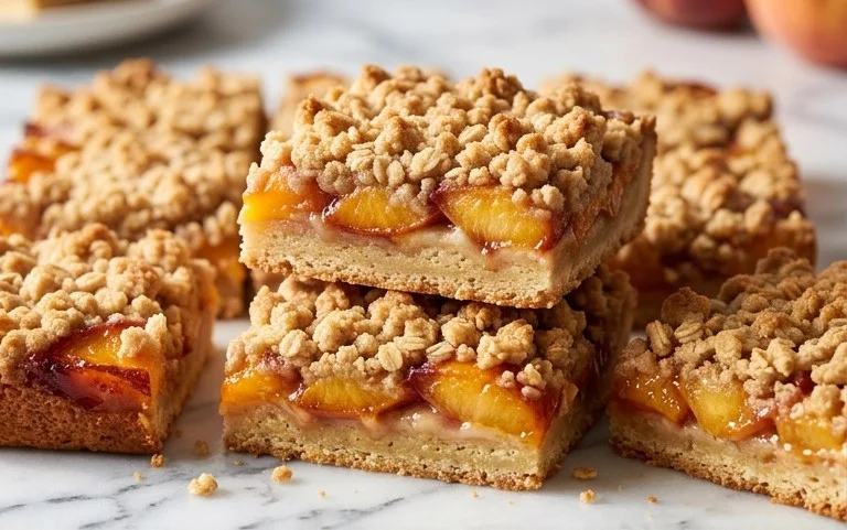 Easy Peach Crumble Bars-Sweet & Tart Dessert