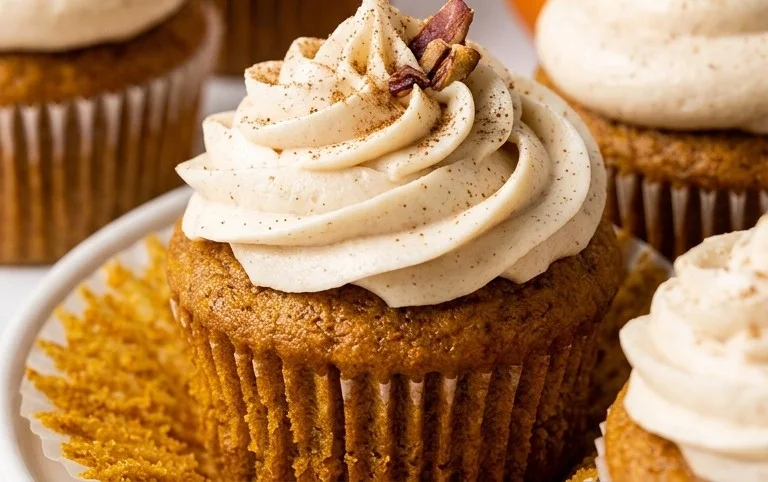 Pumpkin Cupcakes with Cinnamon Cream Cheese Frosting