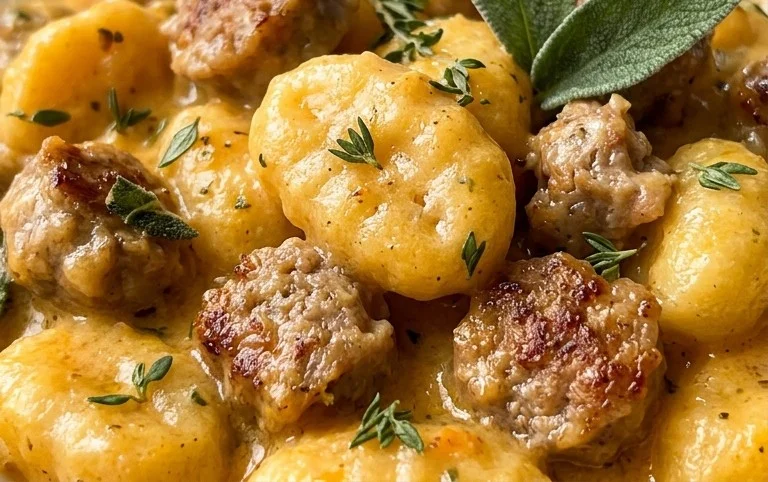 Creamy Butternut Squash Gnocchi with Sausage, Thyme, and Sage
